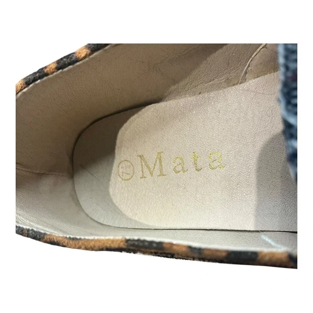 Mata Slip On Sneakers Womens 7.5 Plaid Leopard Print Mixed Media Low Top‎ Shoes